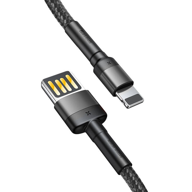 Lightning USB-kabel (reversible) Baseus Cafule 2,4A 1m (grå-sort)