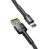 Lightning USB-kabel (reversible) Baseus Cafule 2,4A 1m (grå-sort)