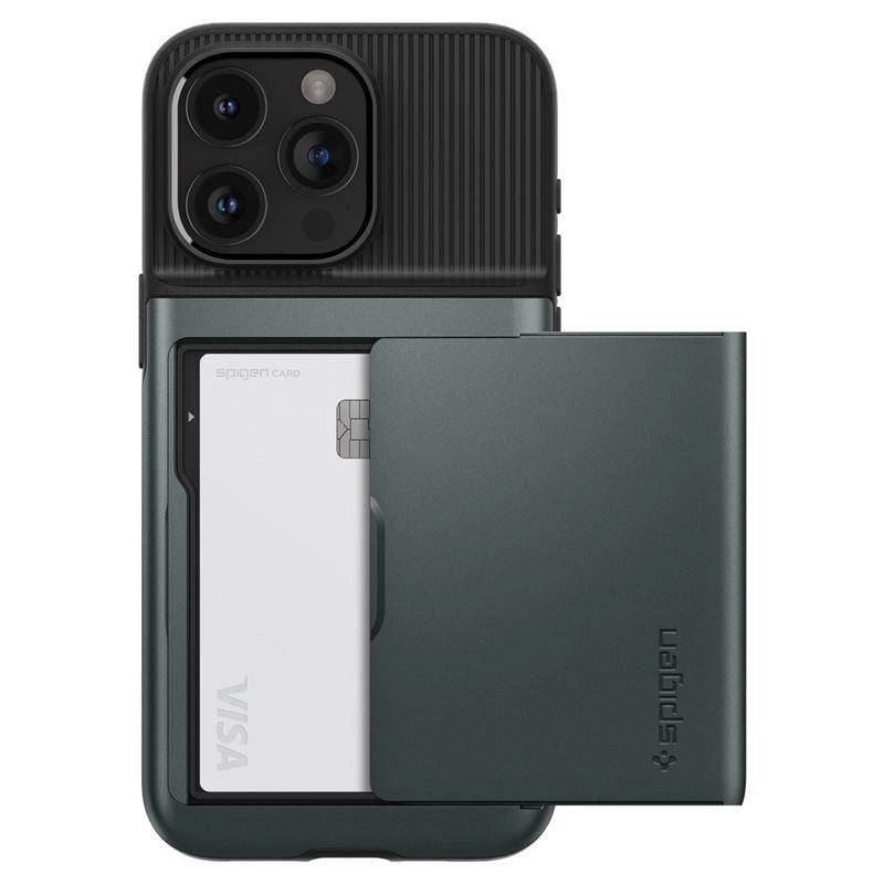 Spigen Slim Armor CS Case til iPhone 15 Pro Max - mørkegrøn