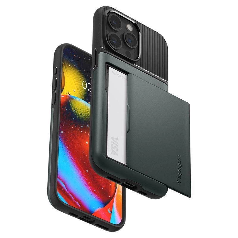 Spigen Slim Armor CS Case til iPhone 15 Pro Max - mørkegrøn