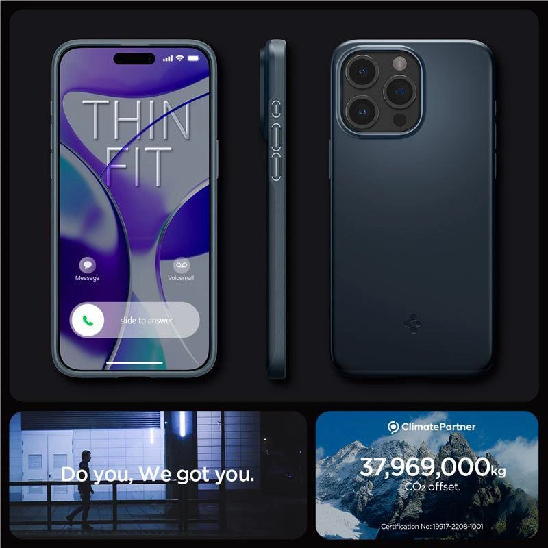 Spigen Thin Fit iPhone 15 Pro Max-kasse - sort metal