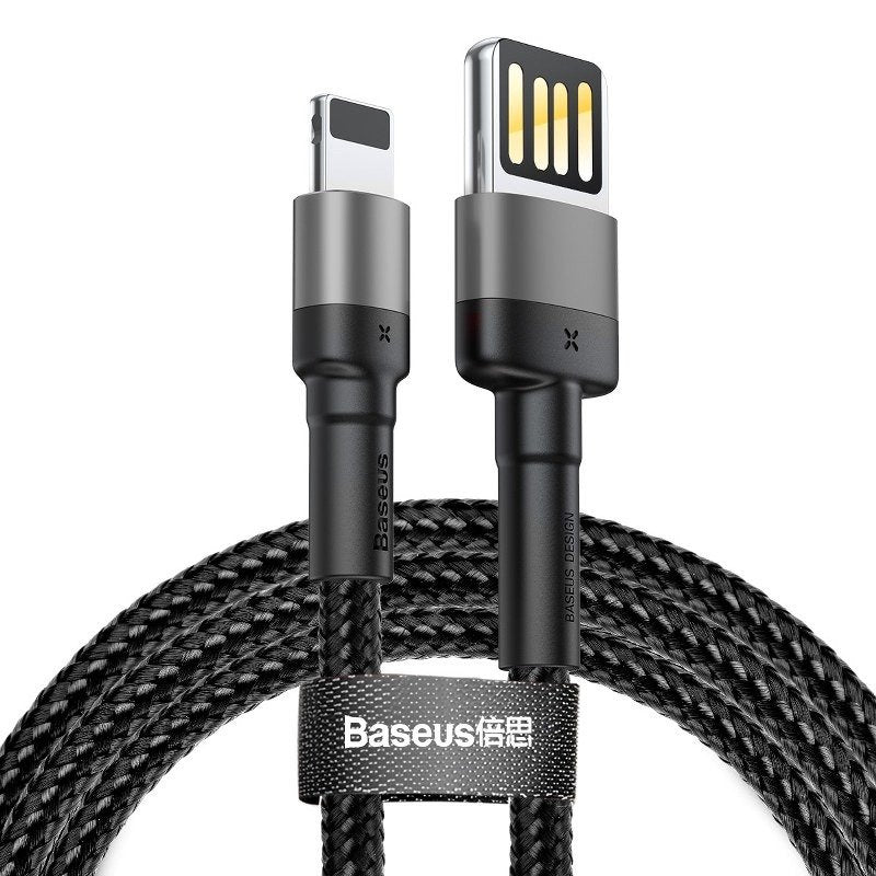 Baseus Cafule Dobbeltsidet USB-lyskablet 1,5A 2m (grå+sort)