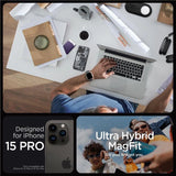 Spigen Ultra Hybrid Mag Case med MagSafe til iPhone 15 Pro - mørkgrå (Zero One mønster)