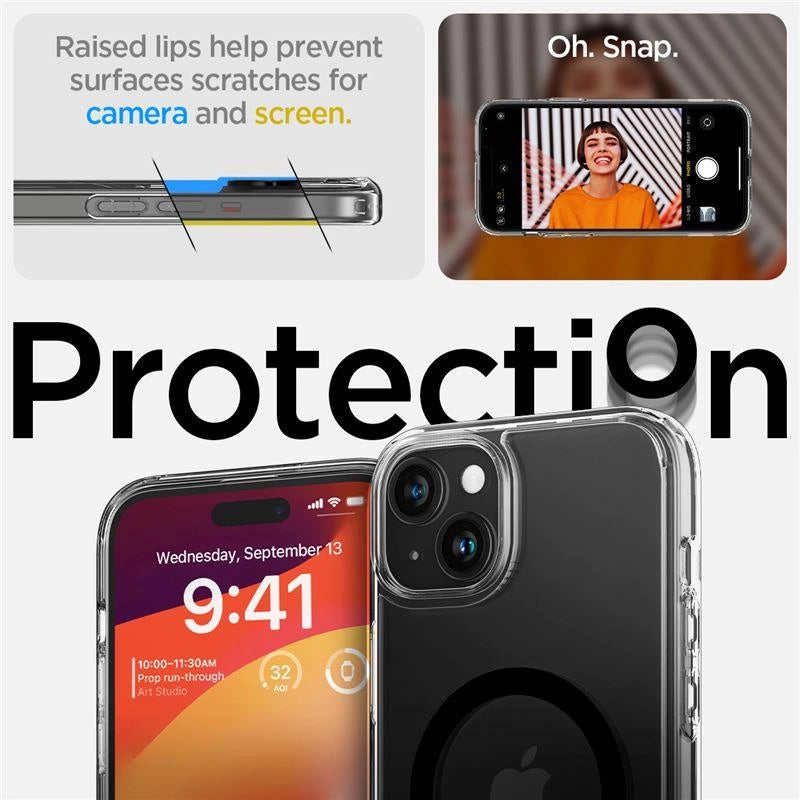 Spigen Ultra Hybrid S MagSafe Case med stand til iPhone 15 - sort