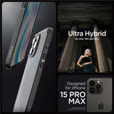 Spigen Ultra Hybrid iPhone 15 Pro Max Case - klar sort