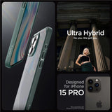 Spigen Ultra Hybrid iPhone 15 Pro Case - mørkegrøn