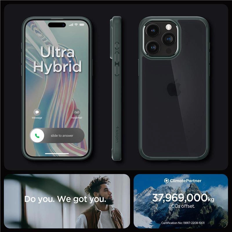 Spigen Ultra Hybrid iPhone 15 Pro Case - mørkegrøn