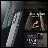 Spigen Ultra Hybrid iPhone 15 Pro Max-kasse - mørkegrøn