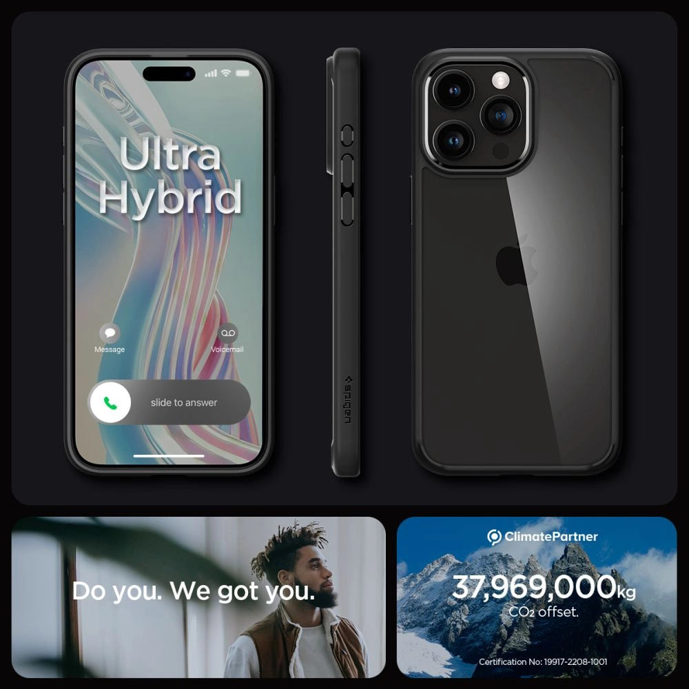 Spigen Ultra Hybrid iPhone 15 Pro Case - Matte sort