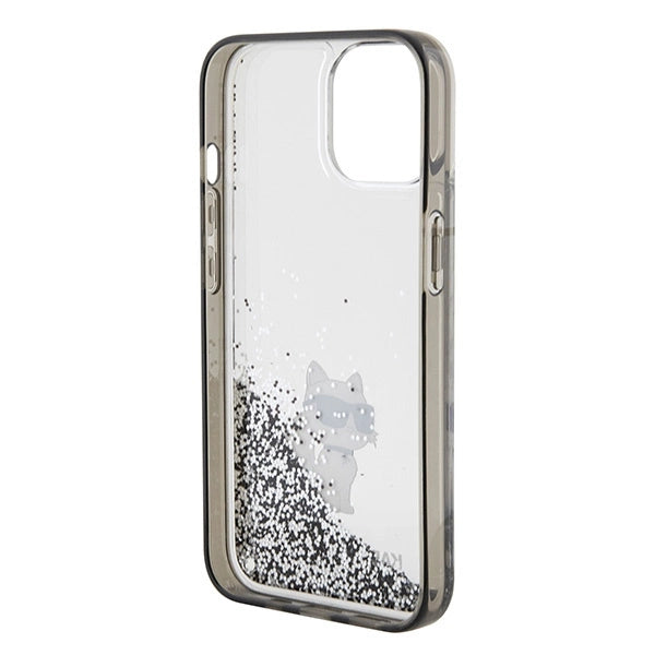Karl Lagerfeld Liquid Glitter Choupette case for iPhone 15 - transparent