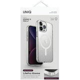 Uniq LifePro Xtreme Magclick opladningsfoder til iPhone 15 Pro Max - gennemsigtigt sølv