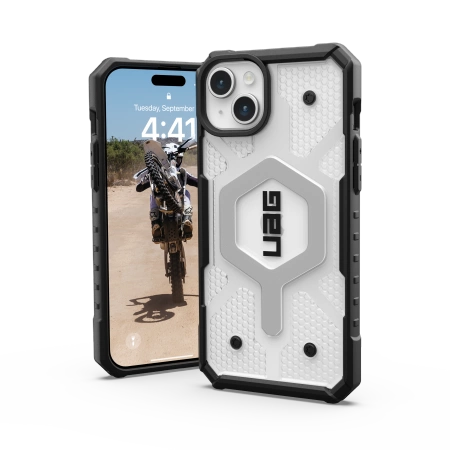 UAG Pathfinder MagSafe-hylster til iPhone 15 Plus - gennemsigtigt