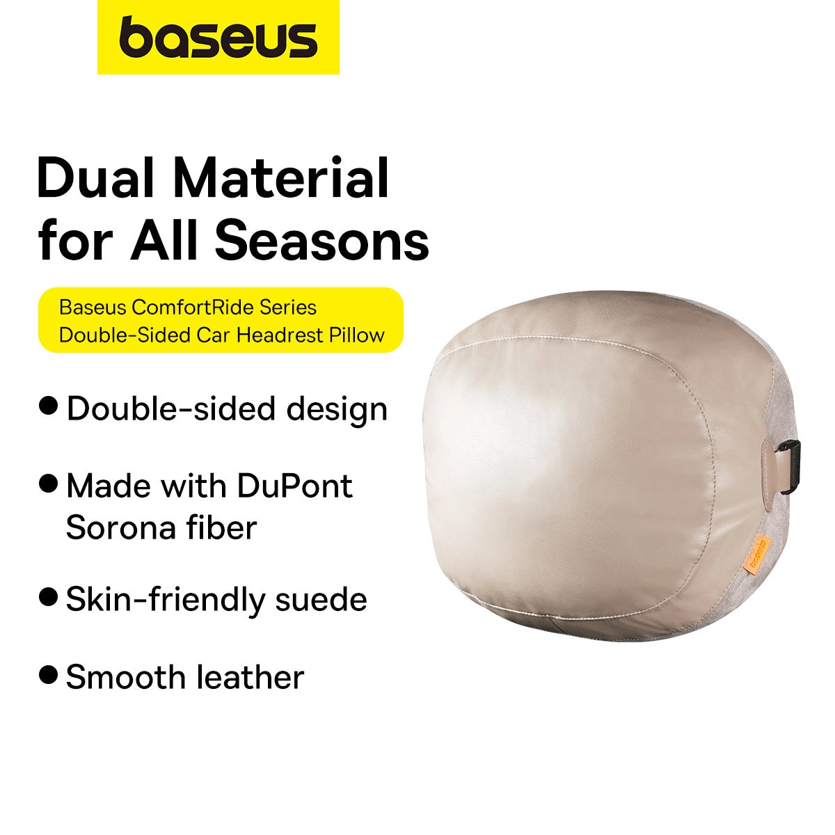 Baseus ComfortRide-serien bilhovedstøttepude med 2 materialer - beige