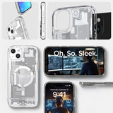 Spigen Ultra Hybrid Mag Case med MagSafe til iPhone 15 Plus - hvid (Zero One mønster)