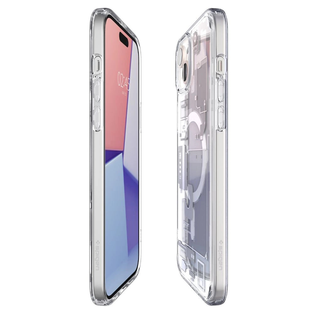 Spigen Ultra Hybrid Mag Case med MagSafe til iPhone 15 Plus - hvid (Zero One mønster)