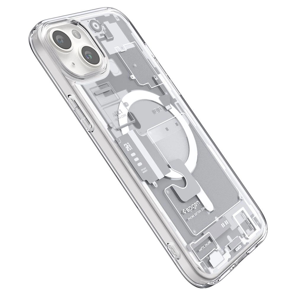 Spigen Ultra Hybrid Mag Case med MagSafe til iPhone 15 Plus - hvid (Zero One mønster)
