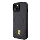 Ferrari FEHMP15SPTEK iPhone 15 6.1" sort/sort hårdkasse Carbon Metal Logo MagSafe