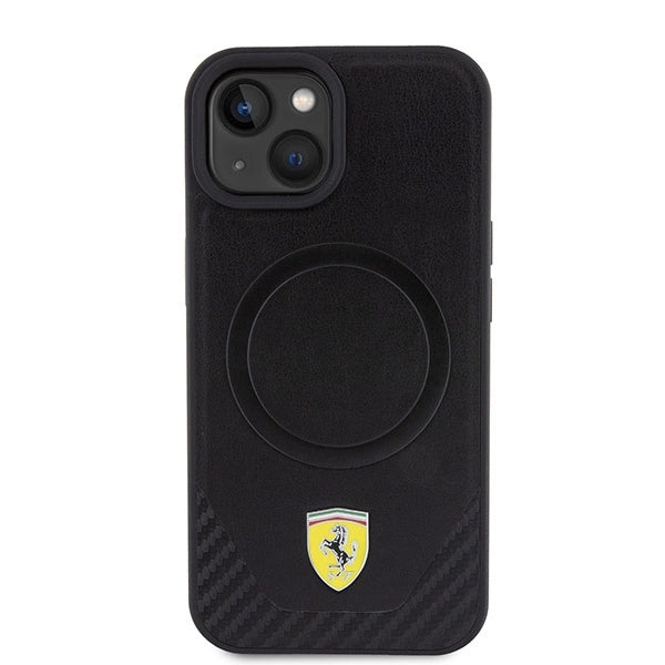 Ferrari FEHMP15SPTEK iPhone 15 6.1" sort/sort hårdkasse Carbon Metal Logo MagSafe