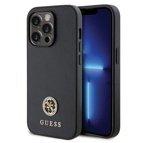 Guess GUHCP15LPS4DGPK iPhone 15 Pro 6.1" sort/sort hardcase Strass Metal Logo