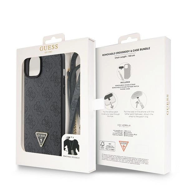 Guess GUHCP15SP4TDSCPK iPhone 15 6.1" black/black hardcase Crossbody 4G Metal Logo