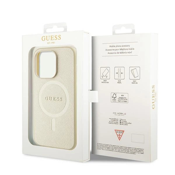 Guess GUHMP15LPSAHMCB iPhone 15 Pro 6.1" guld/guld hardcase Saffiano MagSafe