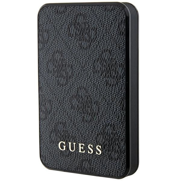 Guess Powerbank 15W GUPB5LP4GEGK 5000mAh sort/sort 4G Læder Metal Logo
