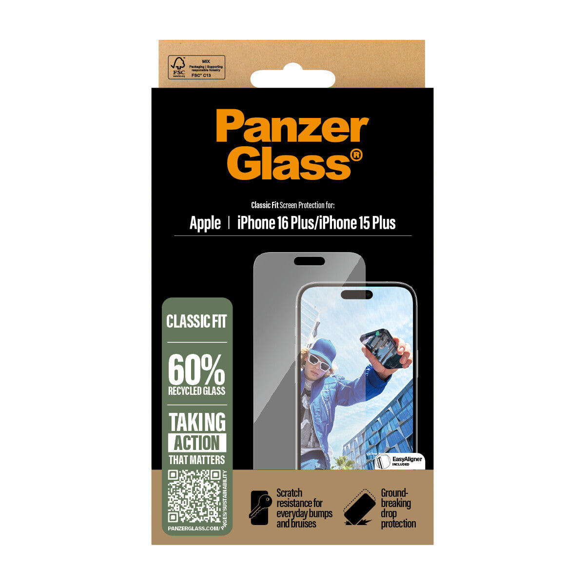 PanzerGlass ® Skærmbeskyttelse iPhone 16 Plus | 15 Plus | Classic Fit