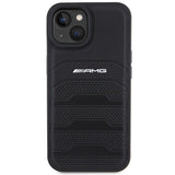 AMG Leather Debossed Lines case for iPhone 15 Plus - black