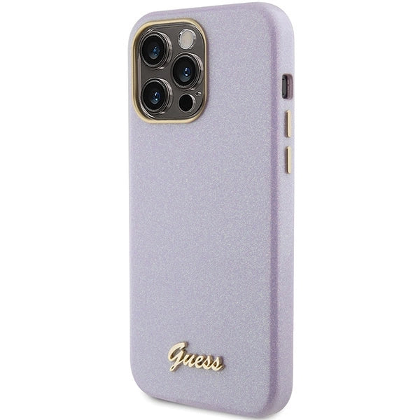 Guess Glitter Glossy Script case for iPhone 15 Pro - lilac