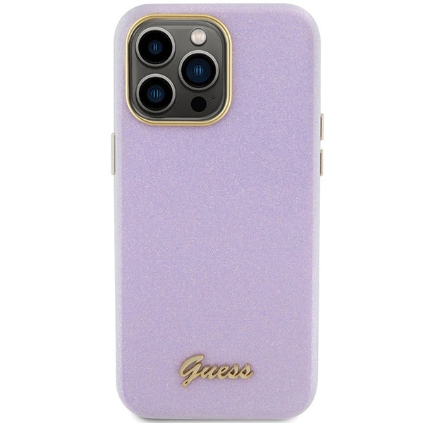 Guess Glitter Glossy Script case for iPhone 15 Pro - lilac