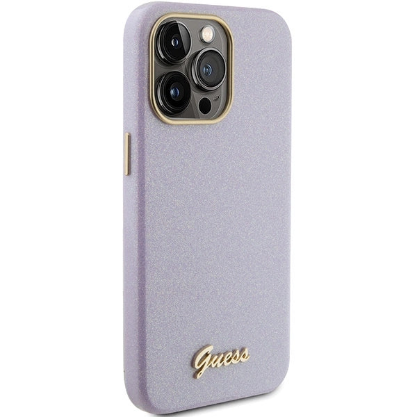 Guess Glitter Glossy Script case for iPhone 15 Pro - lilac