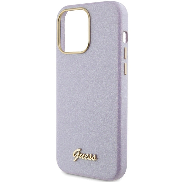 Guess Glitter Glossy Script case for iPhone 15 Pro - lilac