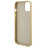 Guess læder 4G Metal Logo Strass-hylster til iPhone 15 - guld