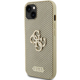 Guess Perforeret 4G Glitter-fodral til iPhone 15 - guld