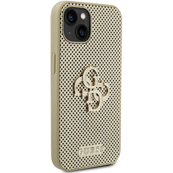 Guess Perforeret 4G Glitter-fodral til iPhone 15 - guld