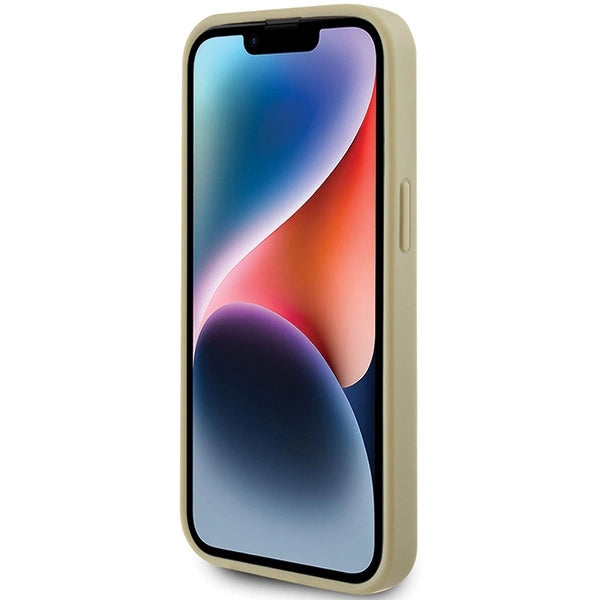 Guess Perforeret 4G Glitter-fodral til iPhone 15 - guld