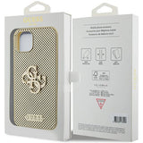 Guess Perforeret 4G Glitter-fodral til iPhone 15 - guld