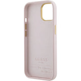 Guess Silicone Script Metal Logo & Frame case for iPhone 15 - pink