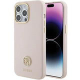 Guess Silicone Logo Strass 4G Case for iPhone 15 Pro Max - Pink