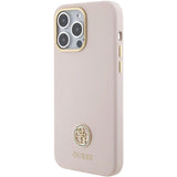 Guess Silicone Logo Strass 4G Case for iPhone 15 Pro Max - Pink