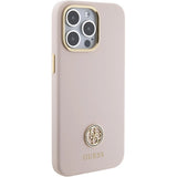 Guess Silicone Logo Strass 4G Case for iPhone 15 Pro Max - Pink