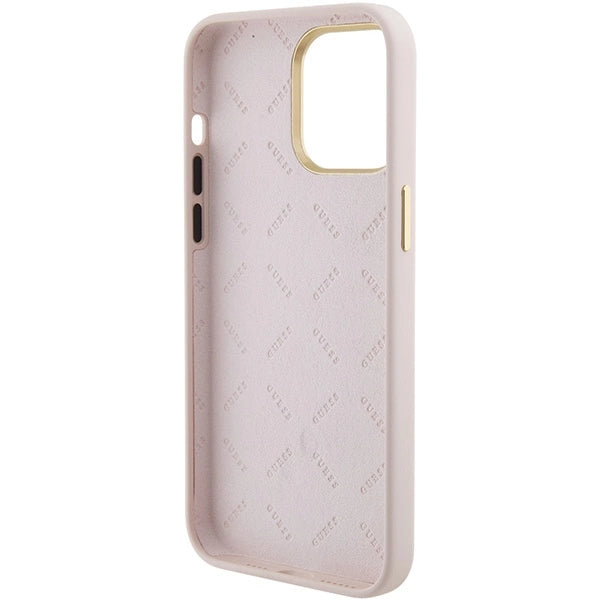Guess Silicone Logo Strass 4G Case for iPhone 15 Pro Max - Pink