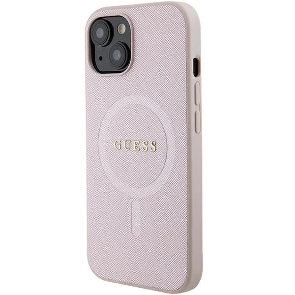 Guess Saffiano MagSafe case for iPhone 15 Plus - pink