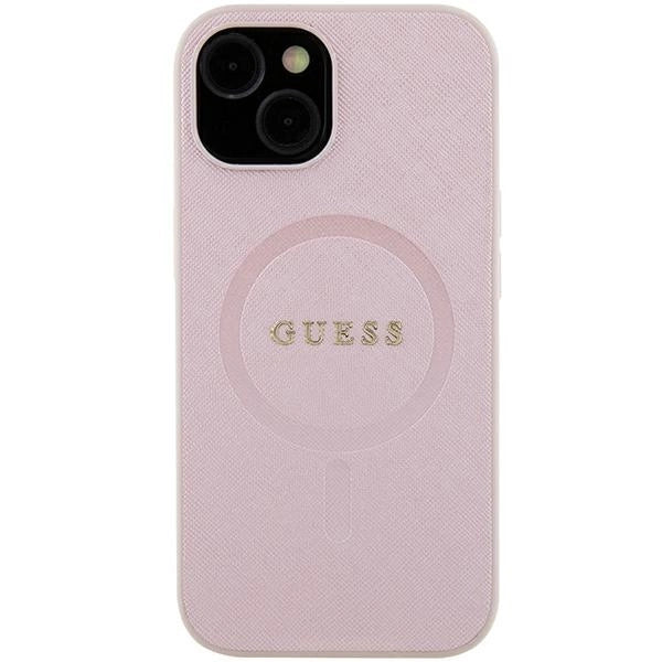 Guess Saffiano MagSafe case for iPhone 15 Plus - pink