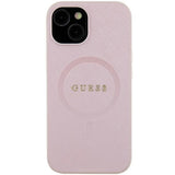 Guess Saffiano MagSafe case for iPhone 15 Plus - pink