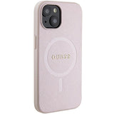 Guess Saffiano MagSafe case for iPhone 15 Plus - pink
