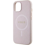 Guess Saffiano MagSafe case for iPhone 15 Plus - pink