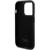 Karl Lagerfeld Rhinestone Logo Metal Plate case for iPhone 15 Pro - black