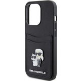 Karl Lagerfeld Saffiano Cardslot Karl&Choupette Metal Pin case for iPhone 15 Pro - black