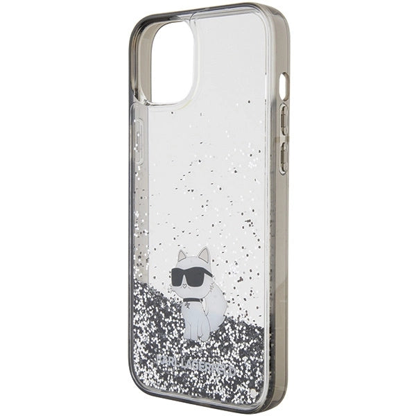 Karl Lagerfeld Liquid Glitter Choupette case for iPhone 15 Plus - transparent